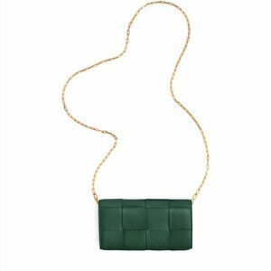 Bottega Veneta Green Intreccio Cassette Chain Bag